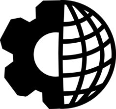 Earth Grid With Gear Symbol Of Half Parts Tracing Svg Vector, Free Vectors File